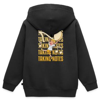 Notizen machen Wortspiele Lustiger Musiklehrer - Kinder Premium Organic Zip Hoodie - Schwarz - Hinten - AI Model Kid Male (0cm)