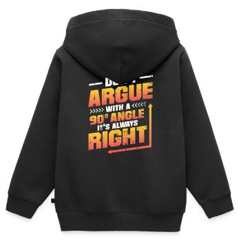 Ne discutez pas avec un angle de 90 °. - Sweat Premium à capuche zippé enfant bio - noir - Dos - AI Model Kid Male (0cm)