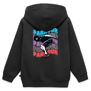Freelaufender Parkour - Kinder Premium Organic Zip Hoodie - Schwarz - Hinten - AI Model Kid Male (0cm)