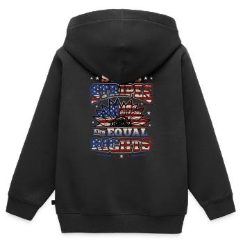 Stars Stripes et égalité - Sweat Premium à capuche zippé enfant bio - noir - Dos - AI Model Kid Male (0cm)