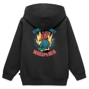 Stock Market Whisperer Stock Trader Bulle und Bär - Kinder Premium Organic Zip Hoodie - Schwarz - Hinten - AI Model Kid Male (0cm)