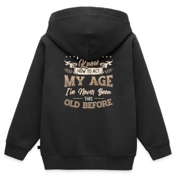 Ich weiß nicht, wie ich mich verhalten soll. - Kinder Premium Organic Zip Hoodie - Schwarz - Hinten - AI Model Kid Male (0cm)