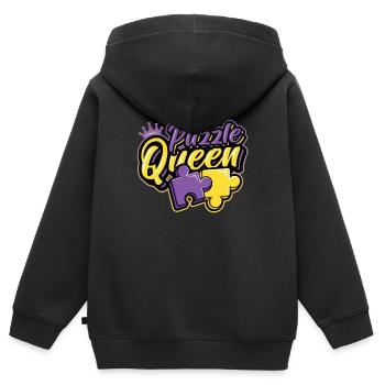 Puzzle Queen Puzzle Game - Kids Premium Organic Zip-up Hoodie - black - Back - AI Model Kid Male (0cm)