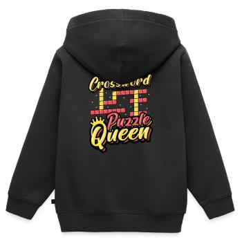 Kreuzworträtsel Königin - Kinder Premium Organic Zip Hoodie - Schwarz - Hinten - AI Model Kid Male (0cm)