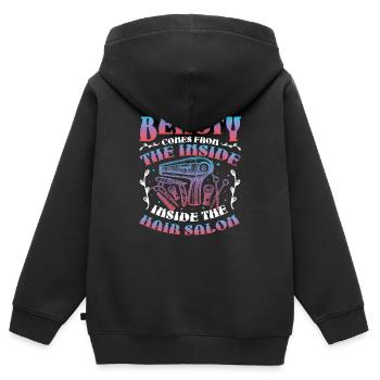 Beauty Comes From Inside The Hair Salon - Kids Premium Organic Zip-up Hoodie - black - Back - AI Model Kid Male (0cm)