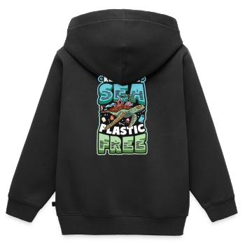 Haltet Das Meer Plastikfrei Rettet Den Ozean - Kinder Premium Organic Zip Hoodie - Schwarz - Hinten - AI Model Kid Male (0cm)