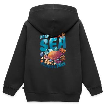 Haltet Das Meer Plastikfrei, Rettet Den Ozean. - Kinder Premium Organic Zip Hoodie - Schwarz - Hinten - AI Model Kid Male (0cm)