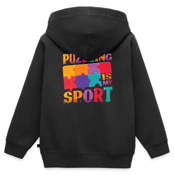 Puzzles is my sport, puzzle lover. - Kids Premium Organic Zip-up Hoodie - black - Back - AI Model Kid Male (0cm)