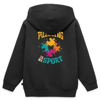 Puzzle is my sport puzzle lover - Kids Premium Organic Zip-up Hoodie - black - Back - AI Model Kid Male (0cm)