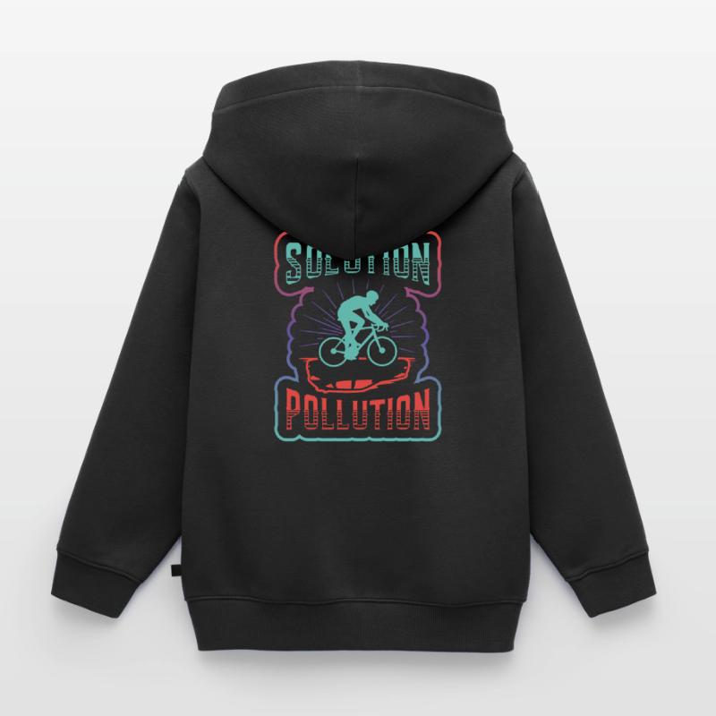Polution Solution Environmental Protection Cycling. Kids Premium Organic Zip-up Hoodie