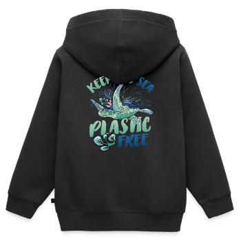 Haltet Das Meer Plastikfrei Rettet Den Ozean. - Kinder Premium Organic Zip Hoodie - Schwarz - Hinten - AI Model Kid Male (0cm)