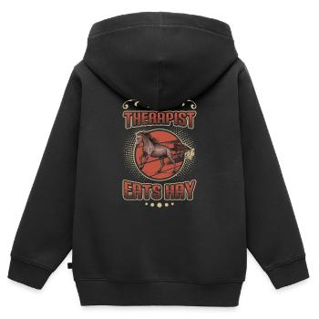 Mein Therapeut Isst Heu, Pferdeliebhaber. - Kinder Premium Organic Zip Hoodie - Schwarz - Hinten - AI Model Kid Male (0cm)