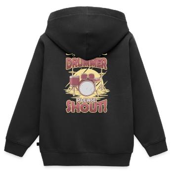 Je suis batteur, s’il vous plaît crier. - Sweat Premium à capuche zippé enfant bio - noir - Dos - AI Model Kid Male (0cm)