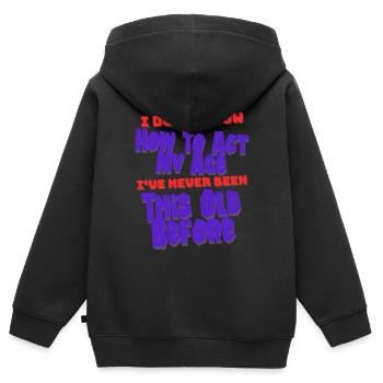 Ich weiß nicht, wie ich meinen uralten Geburtstag verhalten soll - Kinder Premium Organic Zip Hoodie - Schwarz - Hinten - AI Model Kid Male (0cm)