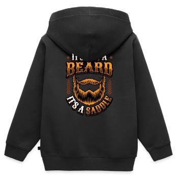 Ce n’est pas une barbe, c’est une selle d’hommes barbus - Sweat Premium à capuche zippé enfant bio - noir - Dos - AI Model Kid Male (0cm)