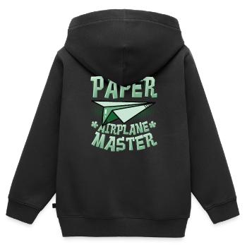 Papierflieger Master. - Sweat Premium à capuche zippé enfant bio - noir - Dos - AI Model Kid Male (0cm)
