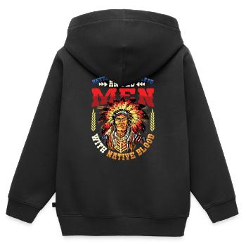 Des vieillards avec du sang indigène, des Indiens. - Sweat Premium à capuche zippé enfant bio - noir - Dos - AI Model Kid Male (0cm)