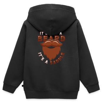 Ce n’est pas une barbe, c’est une selle d’hommes barbus - Sweat Premium à capuche zippé enfant bio - noir - Dos - AI Model Kid Male (0cm)