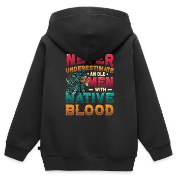 Des vieillards avec du sang indigène, des Indiens. - Sweat Premium à capuche zippé enfant bio - noir - Dos - AI Model Kid Male (0cm)