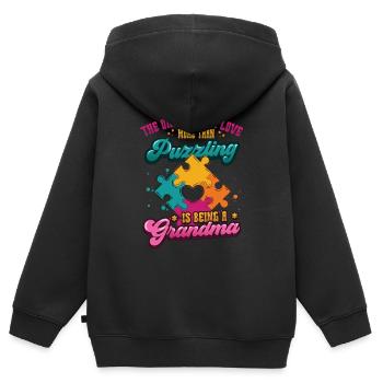 Puzzle lover grandma, puzzles. - Kids Premium Organic Zip-up Hoodie - black - Back - AI Model Kid Male (0cm)