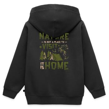 Die Natur Ist Kein Ort, Den Man Besucht. - Kinder Premium Organic Zip Hoodie - Schwarz - Hinten - AI Model Kid Male (0cm)