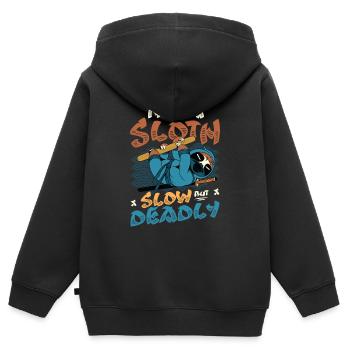 Ninja Sloth lent mais mortel - Sweat Premium à capuche zippé enfant bio - noir - Dos - AI Model Kid Male (0cm)