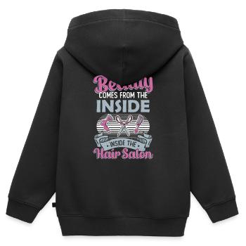 Beauty comes from inside the hair salon - Kids Premium Organic Zip-up Hoodie - black - Back - AI Model Kid Male (0cm)