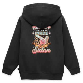 Beauty comes from inside the hair salon - Kids Premium Organic Zip-up Hoodie - black - Back - AI Model Kid Male (0cm)