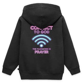 Verbunden Mit Gott, Passwort, Gebet. - Kinder Premium Organic Zip Hoodie - Schwarz - Hinten - AI Model Kid Male (0cm)