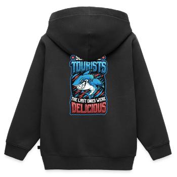 Envoyer plus de touristes - Sweat Premium à capuche zippé enfant bio - noir - Dos - AI Model Kid Male (0cm)