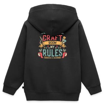 Mein Bastelzimmer Meine Regeln Crafty Mom - Kinder Premium Organic Zip Hoodie - Schwarz - Hinten - AI Model Kid Male (0cm)