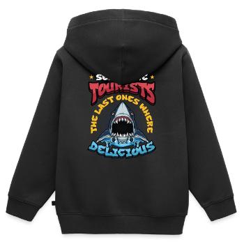 Envoyer plus de touristes - Sweat Premium à capuche zippé enfant bio - noir - Dos - AI Model Kid Male (0cm)