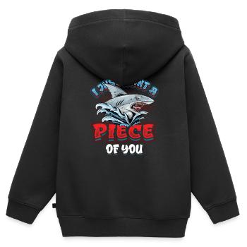 Je veux juste un morceau de toi, requin - Sweat Premium à capuche zippé enfant bio - noir - Dos - AI Model Kid Male (0cm)