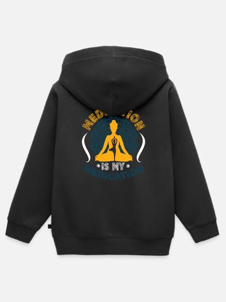 La méditation est mon médicament Kundalini Yoga - Sweat Premium à capuche zippé enfant bio - noir