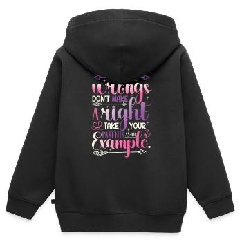 Deux injustices ne font pas un droit. - Sweat Premium à capuche zippé enfant bio - noir - Dos - AI Model Kid Male (0cm)