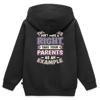 Deux injustices ne font pas un droit. - Sweat Premium à capuche zippé enfant bio - noir - Dos - AI Model Kid Male (0cm)