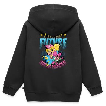 Ich Unterrichte Superhelden - Kinder Premium Organic Zip Hoodie - Schwarz - Hinten - AI Model Kid Male (0cm)