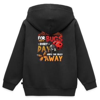 Recherche d’insectes - Sweat Premium à capuche zippé enfant bio - noir - Dos - AI Model Kid Male (0cm)
