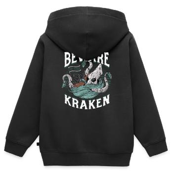 Hüte Dich Vor Dem Kraken - Kinder Premium Organic Zip Hoodie - Schwarz - Hinten - AI Model Kid Male (0cm)