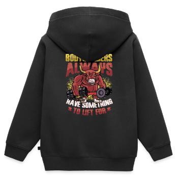 Bodybuilder Haben Etwas Zu Heben Für Gewicht - Kinder Premium Organic Zip Hoodie - Schwarz - Hinten - AI Model Kid Male (0cm)