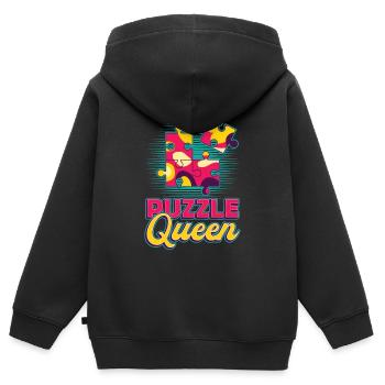 Puzzle Queen, puzzle game - Kids Premium Organic Zip-up Hoodie - black - Back - AI Model Kid Male (0cm)