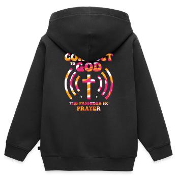 Verbunden Mit Gott, Passwort, Gebet. - Kinder Premium Organic Zip Hoodie - Schwarz - Hinten - AI Model Kid Male (0cm)