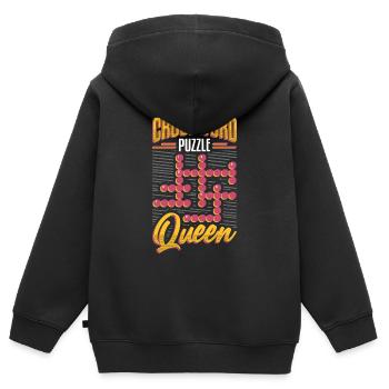 Mots croisés Queen Mots croisés Puzzle - Sweat Premium à capuche zippé enfant bio - noir - Dos - AI Model Kid Male (0cm)