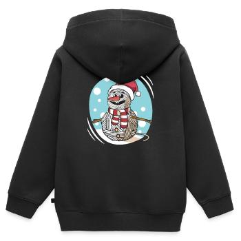 Garn Schneemann Nähen Stricken Häkeln - Kinder Premium Organic Zip Hoodie - Schwarz - Hinten - AI Model Kid Male (0cm)
