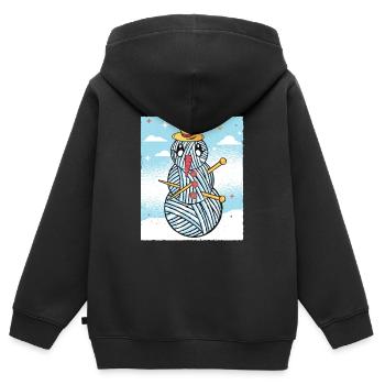 Garn Schneemann Nähen Stricken Häkeln - Kinder Premium Organic Zip Hoodie - Schwarz - Hinten - AI Model Kid Male (0cm)