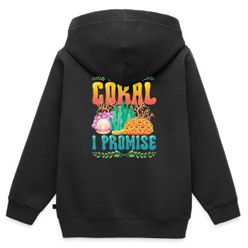 Nur Noch Eine Koralle Verspreche Ich, Riffbecken - Kinder Premium Organic Zip Hoodie - Schwarz - Hinten - AI Model Kid Male (0cm)