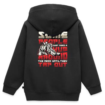 Umarmung Um Den Hals, Jiu Jitsu - Kinder Premium Organic Zip Hoodie - Schwarz - Hinten - AI Model Kid Male (0cm)