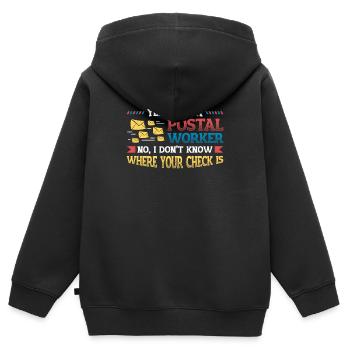 Lustige Postangestellte Postamt - Kinder Premium Organic Zip Hoodie - Schwarz - Hinten - AI Model Kid Male (0cm)