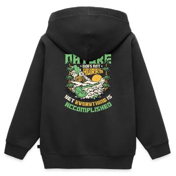 Die Natur Hat Es Nicht Eilig, Naturliebhaber. - Kinder Premium Organic Zip Hoodie - Schwarz - Hinten - AI Model Kid Male (0cm)