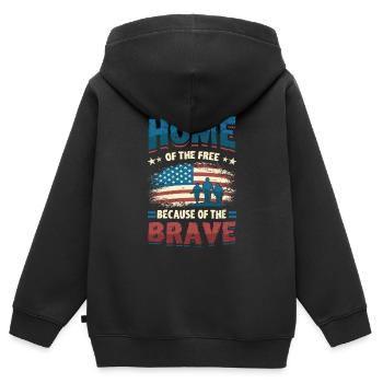 Home Of The Free Because Of The Brave Patriotic. - Kinder Premium Organic Zip Hoodie - Schwarz - Hinten - AI Model Kid Male (0cm)